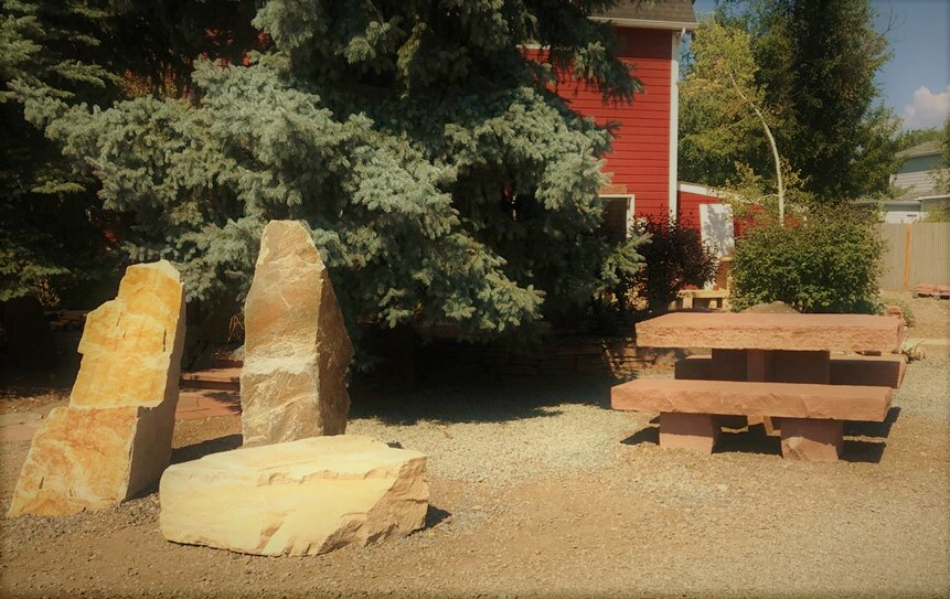 sitting with stones